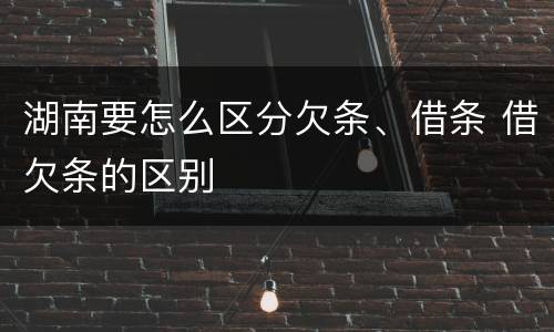 湖南要怎么区分欠条、借条 借欠条的区别