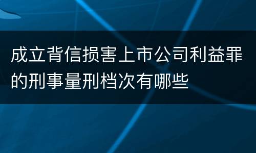 成立背信损害上市公司利益罪的刑事量刑档次有哪些