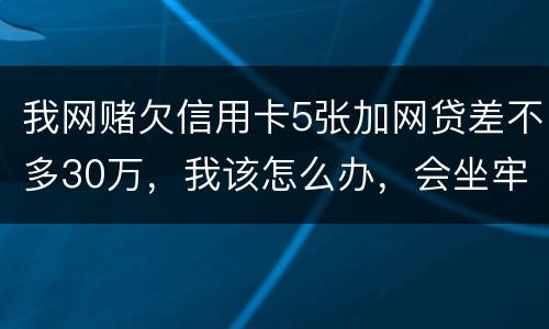 我网赌欠信用卡5张加网贷差不多30万，我该怎么办，会坐牢吗？没钱还，还不上了