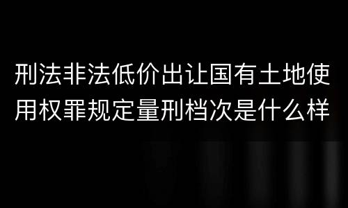 刑法非法低价出让国有土地使用权罪规定量刑档次是什么样