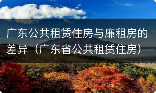 广东公共租赁住房与廉租房的差异（广东省公共租赁住房）