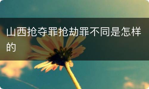 山西抢夺罪抢劫罪不同是怎样的