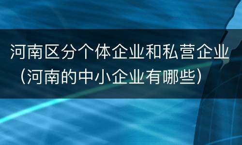 河南区分个体企业和私营企业（河南的中小企业有哪些）
