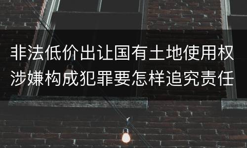 非法低价出让国有土地使用权涉嫌构成犯罪要怎样追究责任