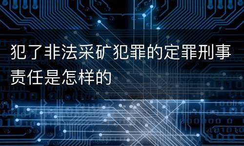 犯了非法采矿犯罪的定罪刑事责任是怎样的