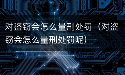对盗窃会怎么量刑处罚（对盗窃会怎么量刑处罚呢）