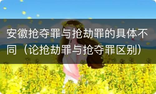 安徽抢夺罪与抢劫罪的具体不同（论抢劫罪与抢夺罪区别）