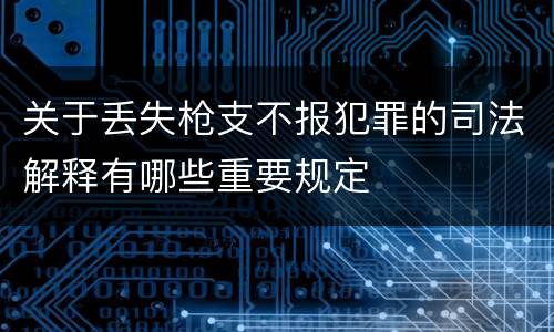 关于丢失枪支不报犯罪的司法解释有哪些重要规定