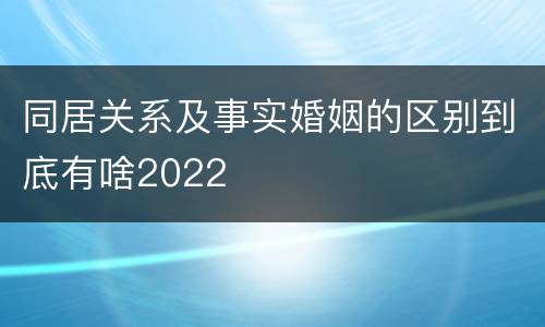 同居关系及事实婚姻的区别到底有啥2022