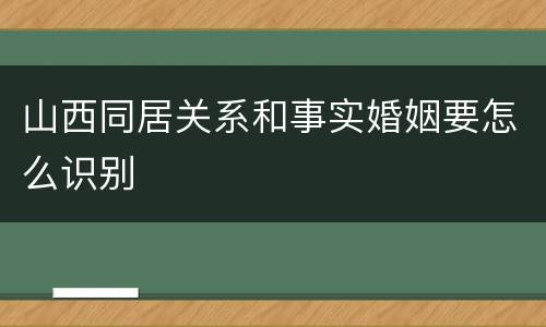 山西同居关系和事实婚姻要怎么识别