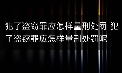 犯了盗窃罪应怎样量刑处罚 犯了盗窃罪应怎样量刑处罚呢