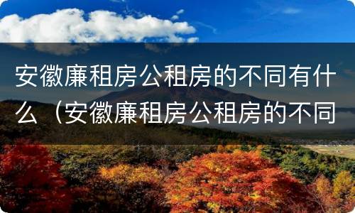 安徽廉租房公租房的不同有什么（安徽廉租房公租房的不同有什么特点）