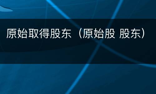 原始取得股东（原始股 股东）