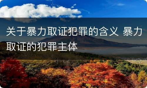 关于暴力取证犯罪的含义 暴力取证的犯罪主体