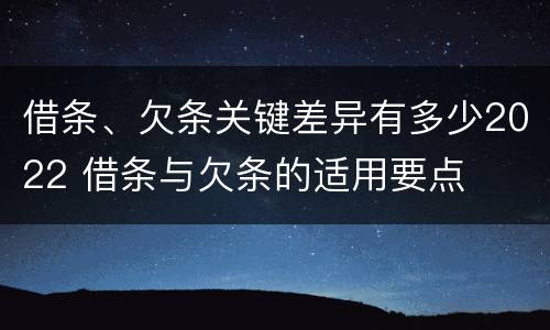 借条、欠条关键差异有多少2022 借条与欠条的适用要点