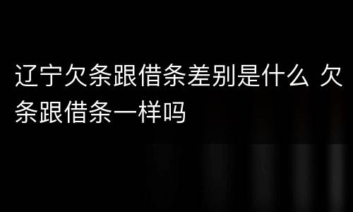 辽宁欠条跟借条差别是什么 欠条跟借条一样吗