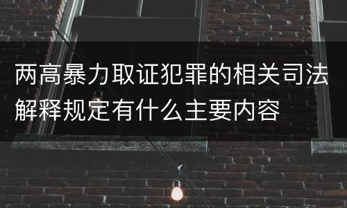 两高暴力取证犯罪的相关司法解释规定有什么主要内容