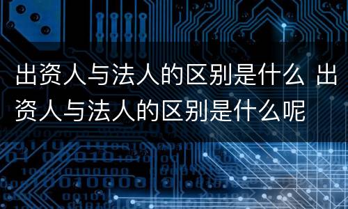 出资人与法人的区别是什么 出资人与法人的区别是什么呢