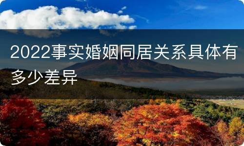 2022事实婚姻同居关系具体有多少差异