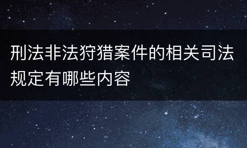 刑法非法狩猎案件的相关司法规定有哪些内容