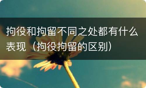 拘役和拘留不同之处都有什么表现（拘役拘留的区别）
