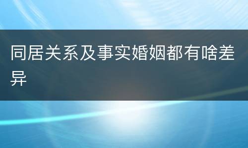 同居关系及事实婚姻都有啥差异