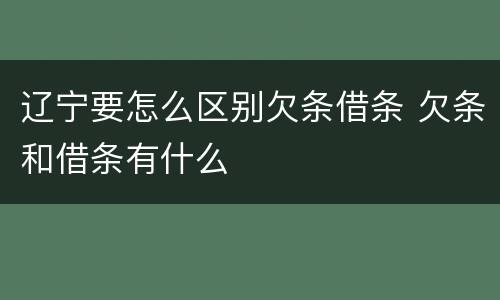 辽宁要怎么区别欠条借条 欠条和借条有什么