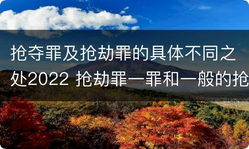 抢夺罪及抢劫罪的具体不同之处2022 抢劫罪一罪和一般的抢劫罪