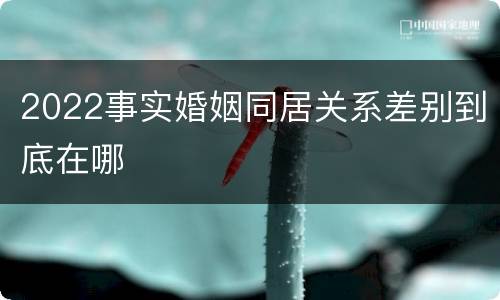 2022事实婚姻同居关系差别到底在哪