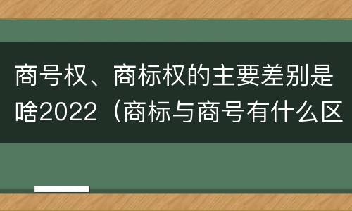 商号权、商标权的主要差别是啥2022（商标与商号有什么区别）