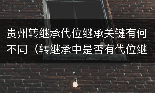 贵州转继承代位继承关键有何不同（转继承中是否有代位继承）
