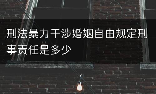刑法暴力干涉婚姻自由规定刑事责任是多少