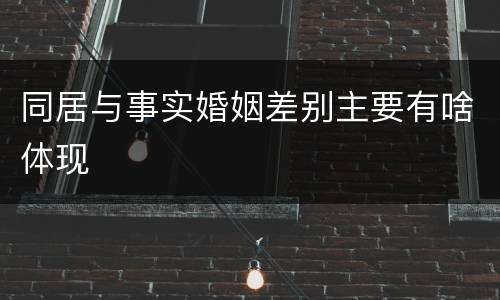 同居与事实婚姻差别主要有啥体现