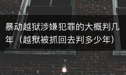 暴动越狱涉嫌犯罪的大概判几年（越狱被抓回去判多少年）
