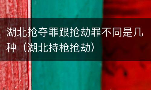 湖北抢夺罪跟抢劫罪不同是几种（湖北持枪抢劫）