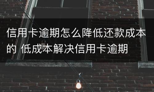 信用卡逾期怎么降低还款成本的 低成本解决信用卡逾期