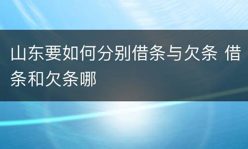 山东要如何分别借条与欠条 借条和欠条哪