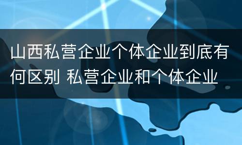 山西私营企业个体企业到底有何区别 私营企业和个体企业