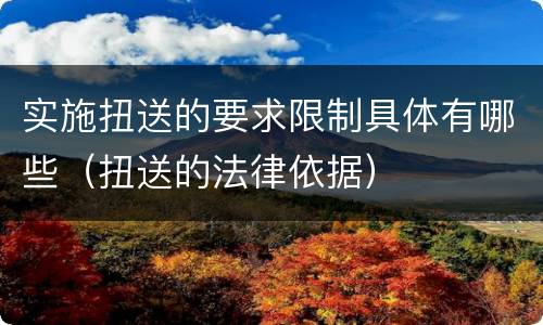 实施扭送的要求限制具体有哪些（扭送的法律依据）