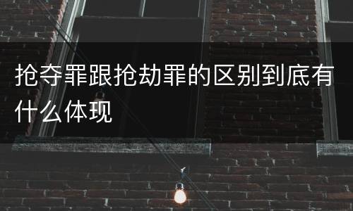 抢夺罪跟抢劫罪的区别到底有什么体现