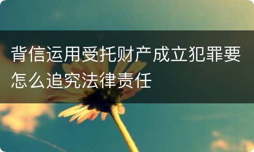 背信运用受托财产成立犯罪要怎么追究法律责任