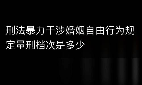 刑法暴力干涉婚姻自由行为规定量刑档次是多少