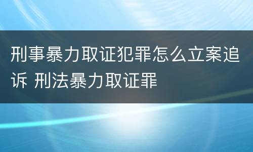 刑事暴力取证犯罪怎么立案追诉 刑法暴力取证罪