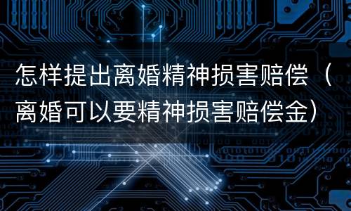 怎样提出离婚精神损害赔偿（离婚可以要精神损害赔偿金）