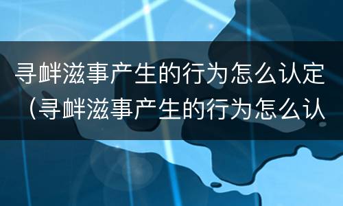 寻衅滋事产生的行为怎么认定（寻衅滋事产生的行为怎么认定的）
