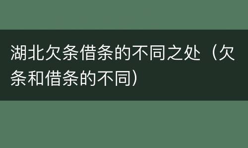 湖北欠条借条的不同之处（欠条和借条的不同）