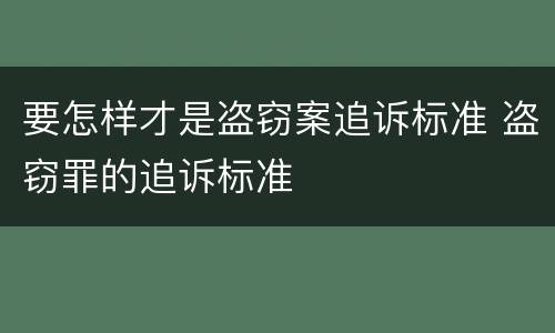 要怎样才是盗窃案追诉标准 盗窃罪的追诉标准