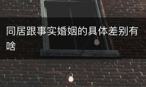 同居跟事实婚姻的具体差别有啥