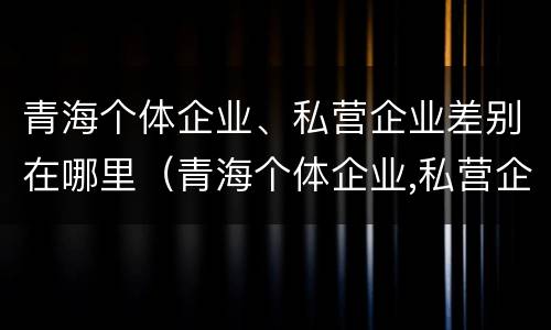 青海个体企业、私营企业差别在哪里（青海个体企业,私营企业差别在哪里查）