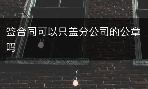 签合同可以只盖分公司的公章吗